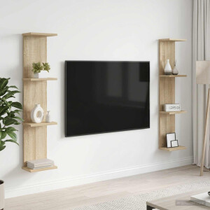 vidaXL Wandplank 2 st Sonoma Eiken 22 x 15 x 100 cm Bewerkt hout