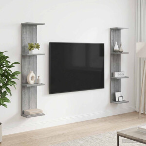vidaXL Wandplank 2 st Grijs Sonoma 22 x 15 x 100 cm Bewerkt hout