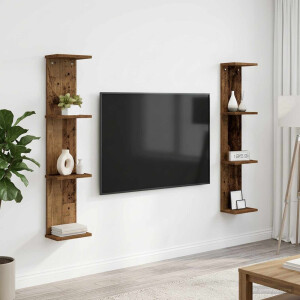 vidaXL Wandplank 2 st Oud hout 22 x 15 x 100 cm Bewerkt hout