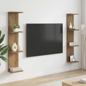 vidaXL Wandplank 2 st Artisanaal eiken 22 x 15 x 100 cm Bewerkt hout