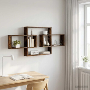 vidaXL Wandplank Gerookt eiken 130 x 10 x 50 cm Bewerkt hout
