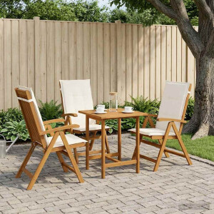 vidaXL Recliner Tuinstoelen 3 st Naturel Massief Acaciahout