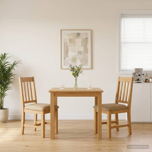 vidaXL Eetkamerstoel VENLO 2 st Massief Eikenhout Beige