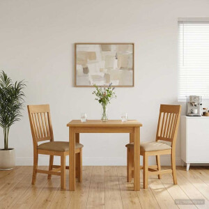 vidaXL Eetkamerstoel 2 st Massief Eikenhout Beige 45 x 59 x 92 cm