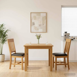vidaXL Eetkamerstoel 2 st Massief Eikenhout Zwart 45 x 59 x 92 cm