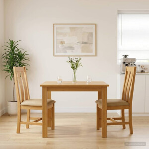 vidaXL Eetkamerstoel 2 st Massief Eikenhout Beige 45 x 54 x 100 cm