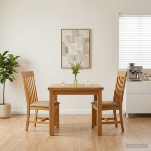 vidaXL Eetkamerstoel 2 st Massief Eikenhout Beige 45 x 59,5 x 100 cm