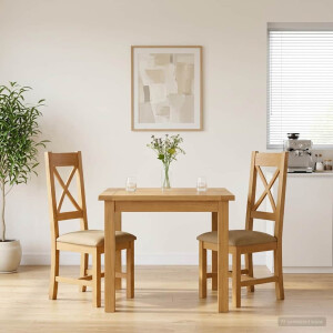 vidaXL Eetkamerstoel 2 st Massief Eikenhout Beige 45 x 54 x 105 cm