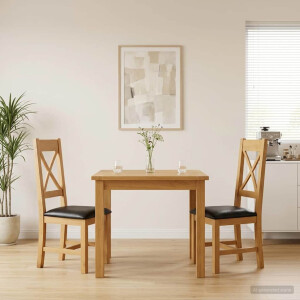 vidaXL Eetkamerstoel 2 st Massief Eikenhout Zwart 45 x 54 x 105 cm