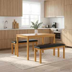 vidaXL Eetbank 95 x 32 x 45 cm Massief Eikenhout Zwart