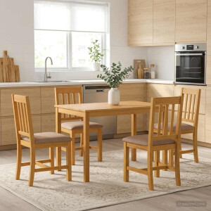 vidaXL Eettafel 110 x 75 x 75 cm Massief Eikenhout Naturel Rechthoekig