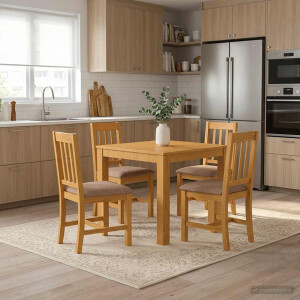 vidaXL Eettafel 90 x 90 x 75 cm Massief Eikenhout Naturel Vierkant