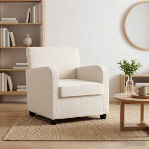 vidaXL Fauteuil Crèmekleurig Kunstlamswol