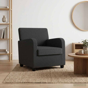 vidaXL Fauteuil Donkergrijs Kunstlamswol