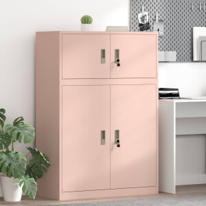 vidaXL Opbergkast 2 st Roze 90 x 40 x 130 cm Staal Vergrendelbaar