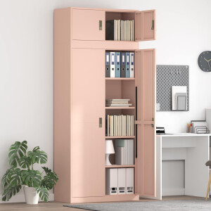 vidaXL Opbergkast 2 st Roze 90 x 40 x 220 cm Staal Vergrendelbaar