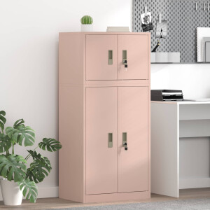 vidaXL Opbergkast 2 st Roze 60 x 40 x 130 cm Staal Vergrendelbaar