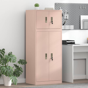 vidaXL Opbergkast 2 st Roze 60 x 40 x 145 cm Staal Vergrendelbaar