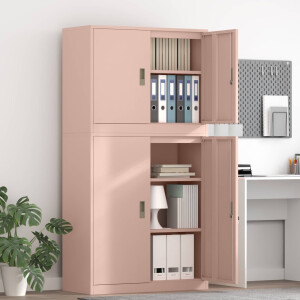 vidaXL Opbergkast 2 st Roze 90 x 40 x 175 cm Staal Vergrendelbaar