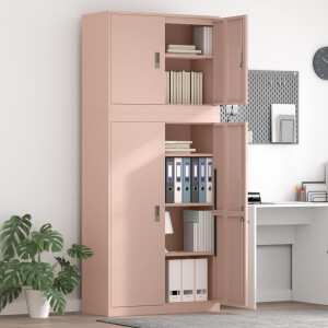 vidaXL Opbergkast 2 st Roze 90 x 40 x 210 cm Staal Vergrendelbaar