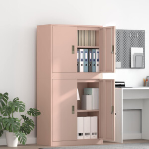 vidaXL Opbergkast 2 st Roze 80 x 40 x 160 cm Staal Vergrendelbaar