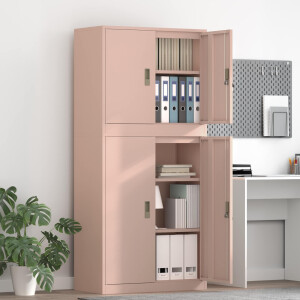 vidaXL Opbergkast 2 st Roze 80 x 40 x 175 cm Staal Vergrendelbaar