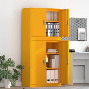 vidaXL Opbergkast 2 st Mosterdgeel 80 x 40 x 175 cm Staal