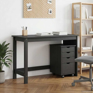 vidaXL Bureau Kas Set 2 st Grijs Massief grenenhout