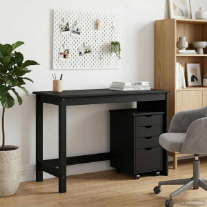 vidaXL Bureau Kas Set 2 st Zwart Massief grenenhout