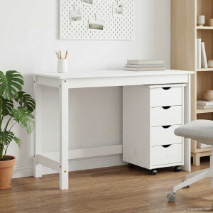 vidaXL Bureau Kas Set 2 st Wit Massief grenenhout