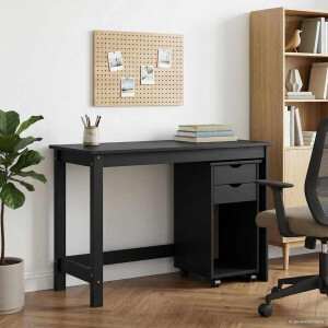 vidaXL Bureau Kas Set 2 st Grijs Massief grenenhout
