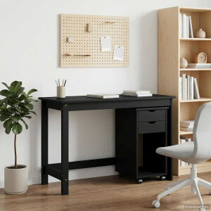 vidaXL Bureau Kas Set 2 st Zwart Massief grenenhout
