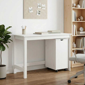vidaXL Bureau Kas Set 2 st Wit Massief grenenhout