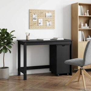 vidaXL Bureau Kas Set 2 st Grijs Massief grenenhout