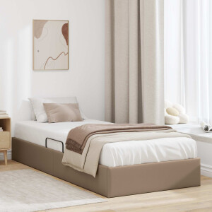 vidaXL Ottoman Bedframe met opslag Cappuccino 90 x 190 cm Nep Leer