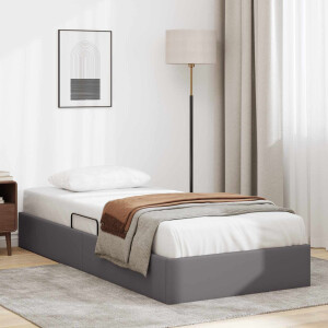 vidaXL Ottoman Bedframe met opslag Grijs 100 x 200 cm Nep Leer