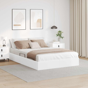 vidaXL Ottoman Bedframe met opslag Puur Wit 140 x 190 cm Nep Leer
