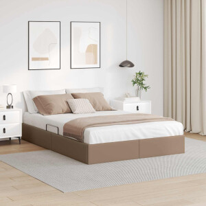 vidaXL Ottoman Bedframe met opslag Cappuccino 140 x 200 cm Nep Leer