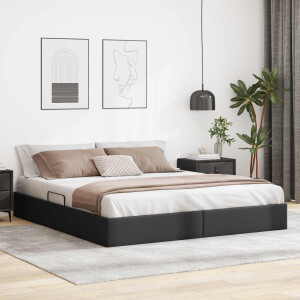 vidaXL Ottoman Bedframe met opslag Zwart 160 x 200 cm Nep Leer