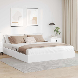 vidaXL Ottoman Bedframe met opslag Puur Wit 160 x 200 cm Nep Leer
