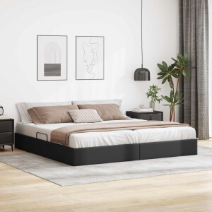 vidaXL Ottoman Bedframe met opslag Zwart 200 x 200 cm Nep Leer