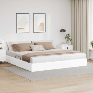 vidaXL Ottoman Bedframe met opslag Puur Wit 200 x 200 cm Nep Leer