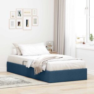 vidaXL Ottoman Bedframe met opslag Blauw 90 x 200 cm Stof
