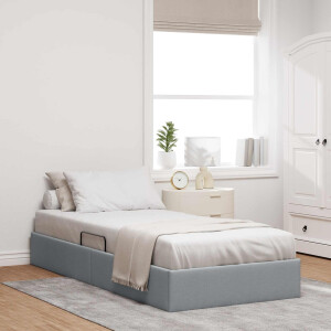 vidaXL Ottoman Bedframe met opslag Lichtgrijs 100 x 200 cm Stof