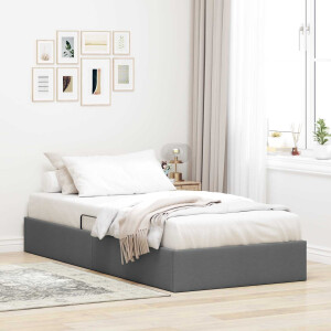 vidaXL Ottoman Bedframe met opslag Donkergrijs 100 x 200 cm Stof