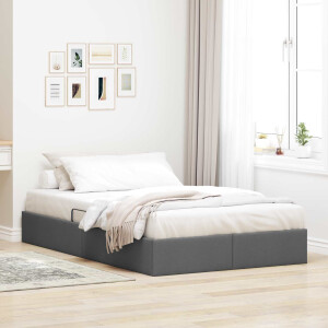 vidaXL Ottoman Bedframe met opslag Donkergrijs 120 x 190 cm Stof