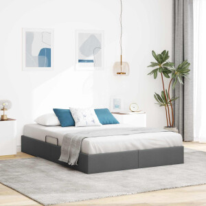 vidaXL Ottoman Bedframe met opslag Donkergrijs 140 x 190 cm Stof