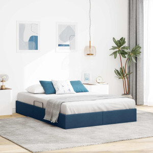 vidaXL Ottoman Bedframe met opslag Blauw 140 x 190 cm Stof