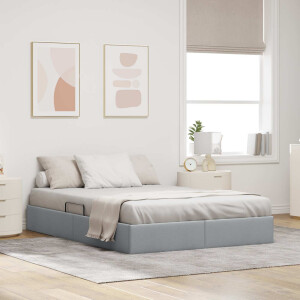 vidaXL Ottoman Bedframe met opslag Lichtgrijs 140 x 200 cm Stof