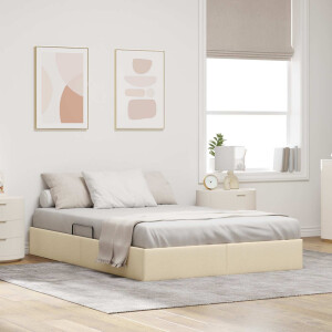 vidaXL Ottoman Bedframe met opslag Crème 140 x 200 cm Stof
